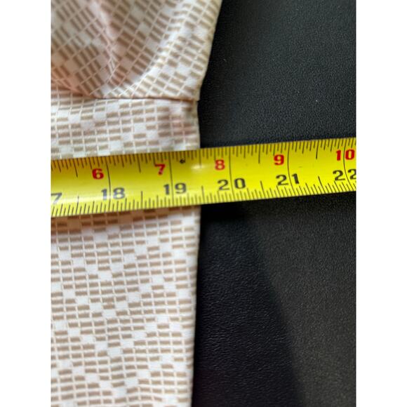 J.McLaughlin Durham Ruffle Top Chevron Catalina Cloth Blouse Tan Whit Size Large - Picture 10 of 11